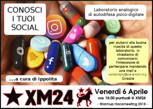 Conosci i tuoi social - Laboratorio analogico di autodifesa psico-digitale​ @ Xm24 | Bologna | Emilia-Romagna | Italia
