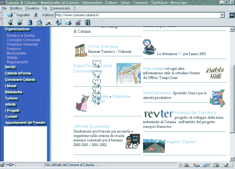  Schermata di Netscape del Menu' java 
