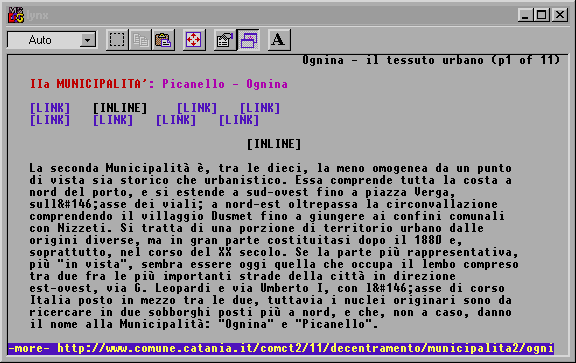  Schermata di lynx che mostra dei links grafici non commentati 