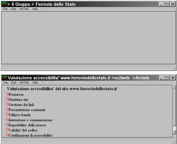   Schermata di Amaya che mostra i contenuti della pagina  