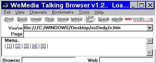 Schermata di WeMedia Talking Browser di un esempio di menu' come in Indymedia Italia