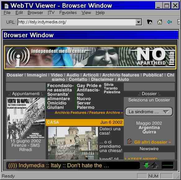  Schermata di Web-Tv di Italy Indymedia 